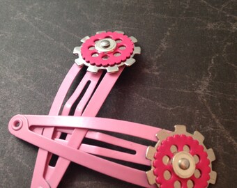 Girly Pink Steampunk Barrettes