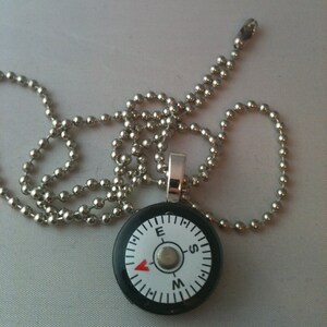 Black and White Compass Steampunk Necklace
