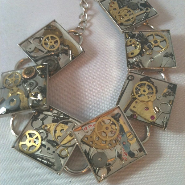 Silver Clockwork Clutter Steampunk Bracelet