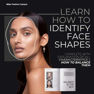 Caderno de exercícios Enquadre o rosto: guia fácil para identificar formatos de rosto, contornar e combinar com os acessórios certos. www.milanfashioncampus.eu