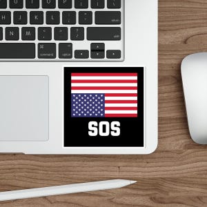 Upside Down American Flag SOS Flag Die-Cut Stickers | Distress Signal | Perfect for Laptops, Car Decor, Liberal Sticker, Anti-Trump