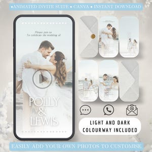 Animated Wedding Invitation Video, Custom Wedding Digital Invitation, Electronic Wedding Video Invitation, Editable Digital Canva Template,