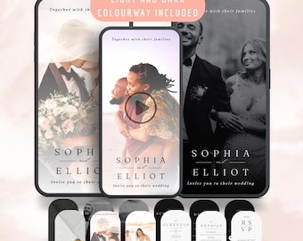 Animated Wedding Invitation Video Custom Wedding Digital Invitation Editable Digital Canva Template Electronic Wedding Video Invitation RSVP