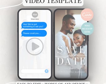 Animated Save The Date Video • Text Message & Photo Reveal • Editable Wedding Template • Digital Invite • Canva Save the Date • Celebration