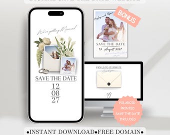Neutral Ivory Floral Save the Date Website | Canva Digital Wedding Template (Digital Download) | Countdown Timer | Online Invite | Botanical