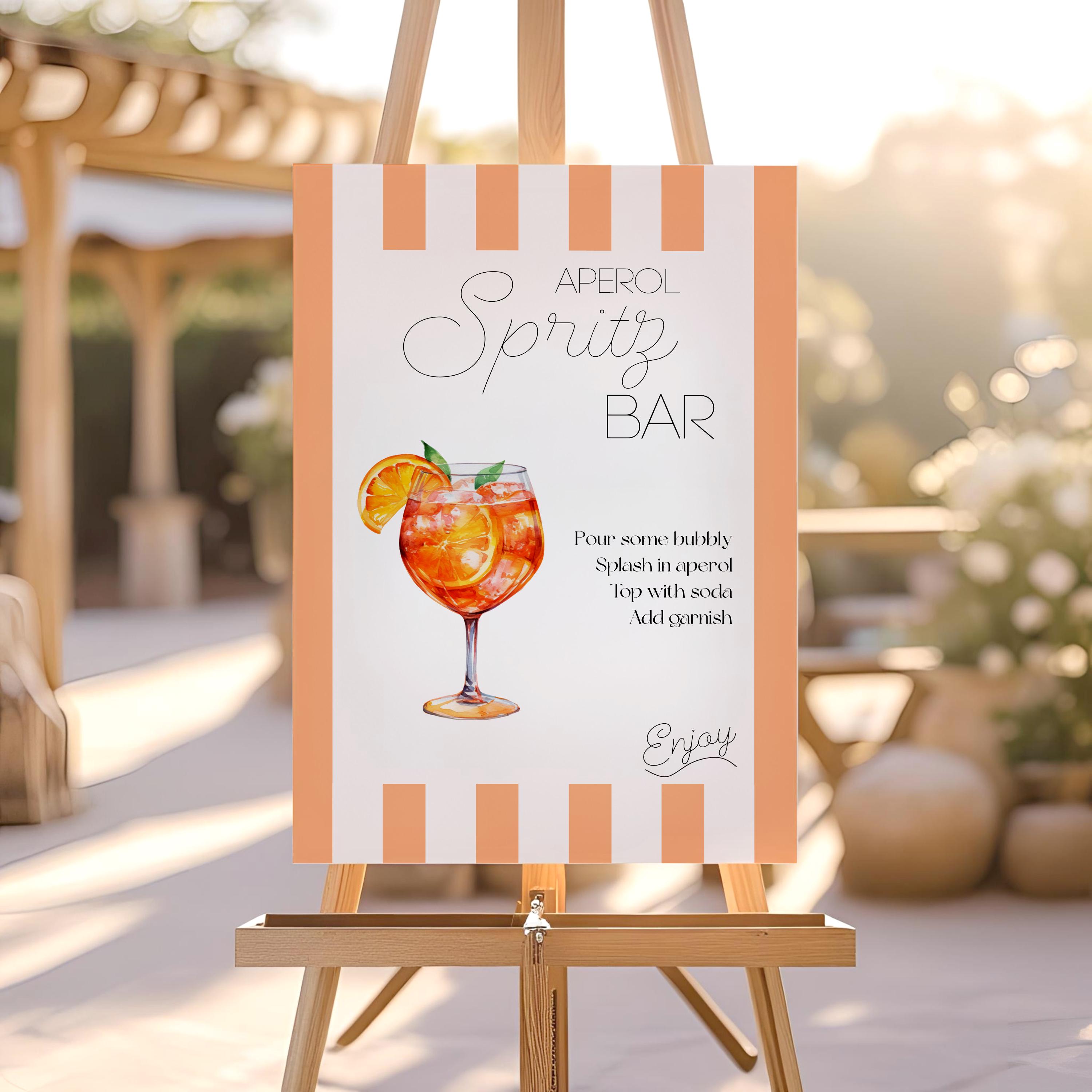 Aperol Spritz Bar Sign | Editable Wedding and Party Bar Menu | Canva ...