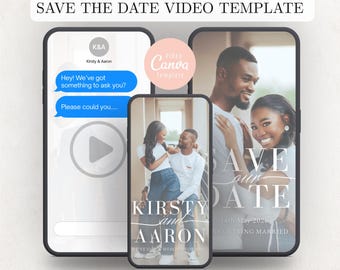 Save The Date Video Template • Animated Wedding Invite • Editable Canva Template • Digital Save The Date • Phone Message Evite • Celebration