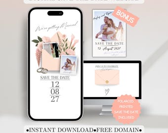 Pink Blush Floral Save the Date Website | Canva Digital Wedding Template (Digital Download) | Countdown Timer | Online Invite | Botanical