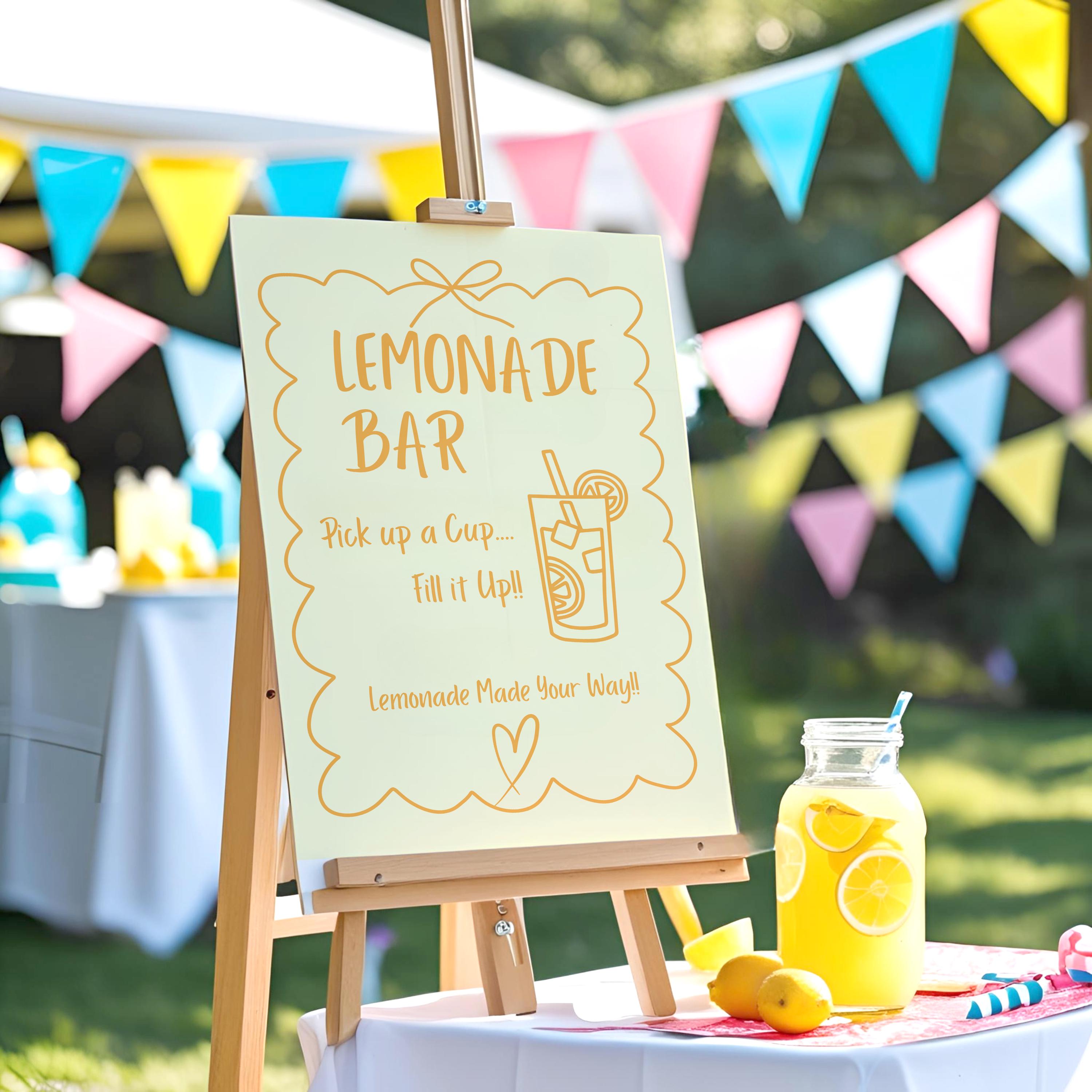 Lemonade Line Bar Sign | Editable Wedding and Party Bar Menu | Canva ...