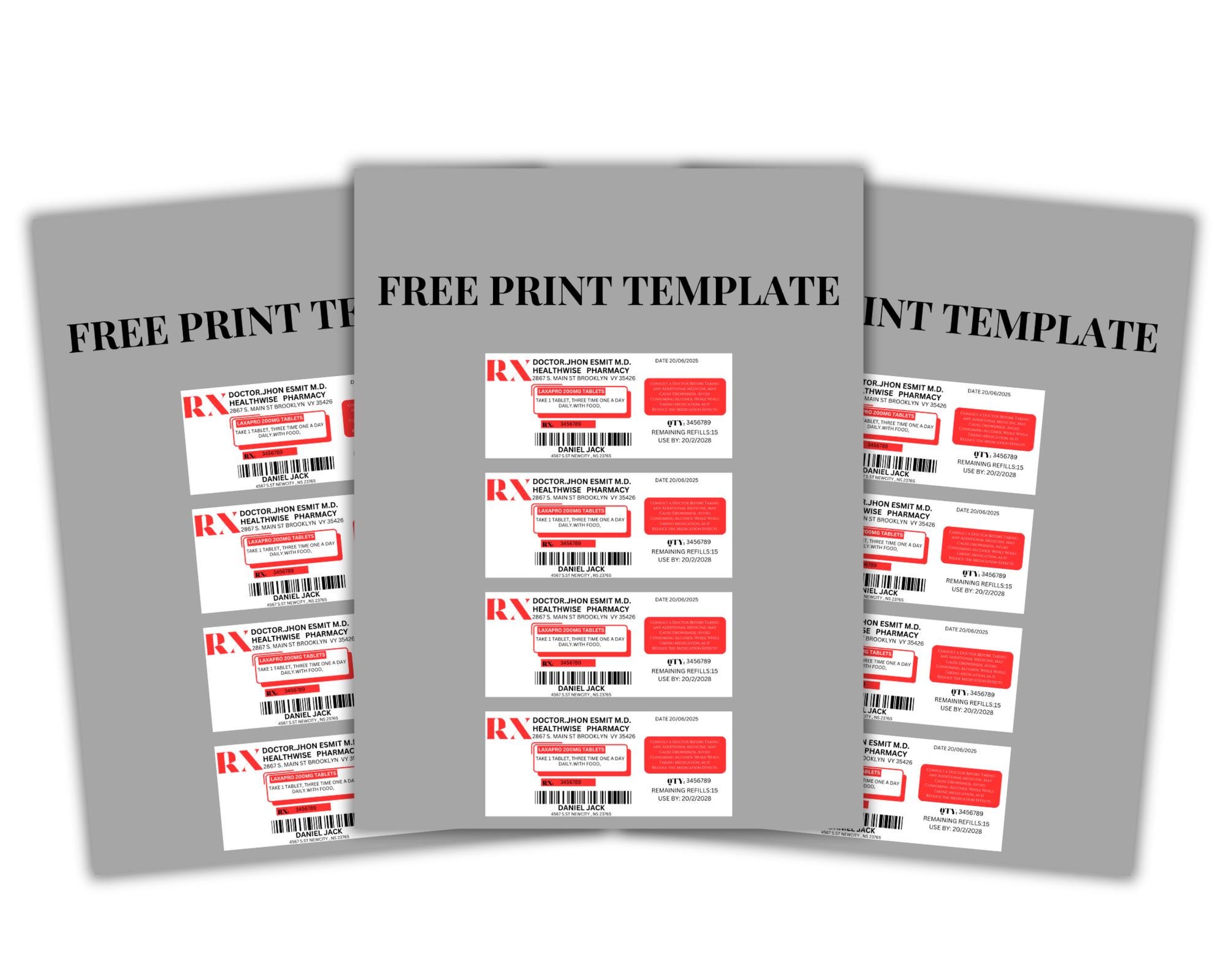 Prescription Label Template | Editable RX Bottle Label Template | Party ...