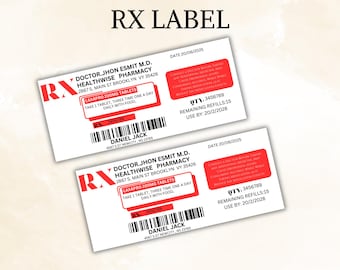 Prescription Label Template | Editable RX Bottle Label Template | Party ...