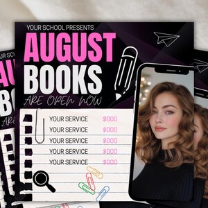 DIY August Booking Flyer for Hair, Nails, Lashes & Makeup Business – Back to School Flyer Template