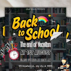 Dépliant de réservation de bricolage pour la rentrée scolaire, Flyer de promotions de la rentrée scolaire, Flyer d'offres pour amener un ami, maquillage, coiffure, cils, ongles, modèle de toile de bricolage