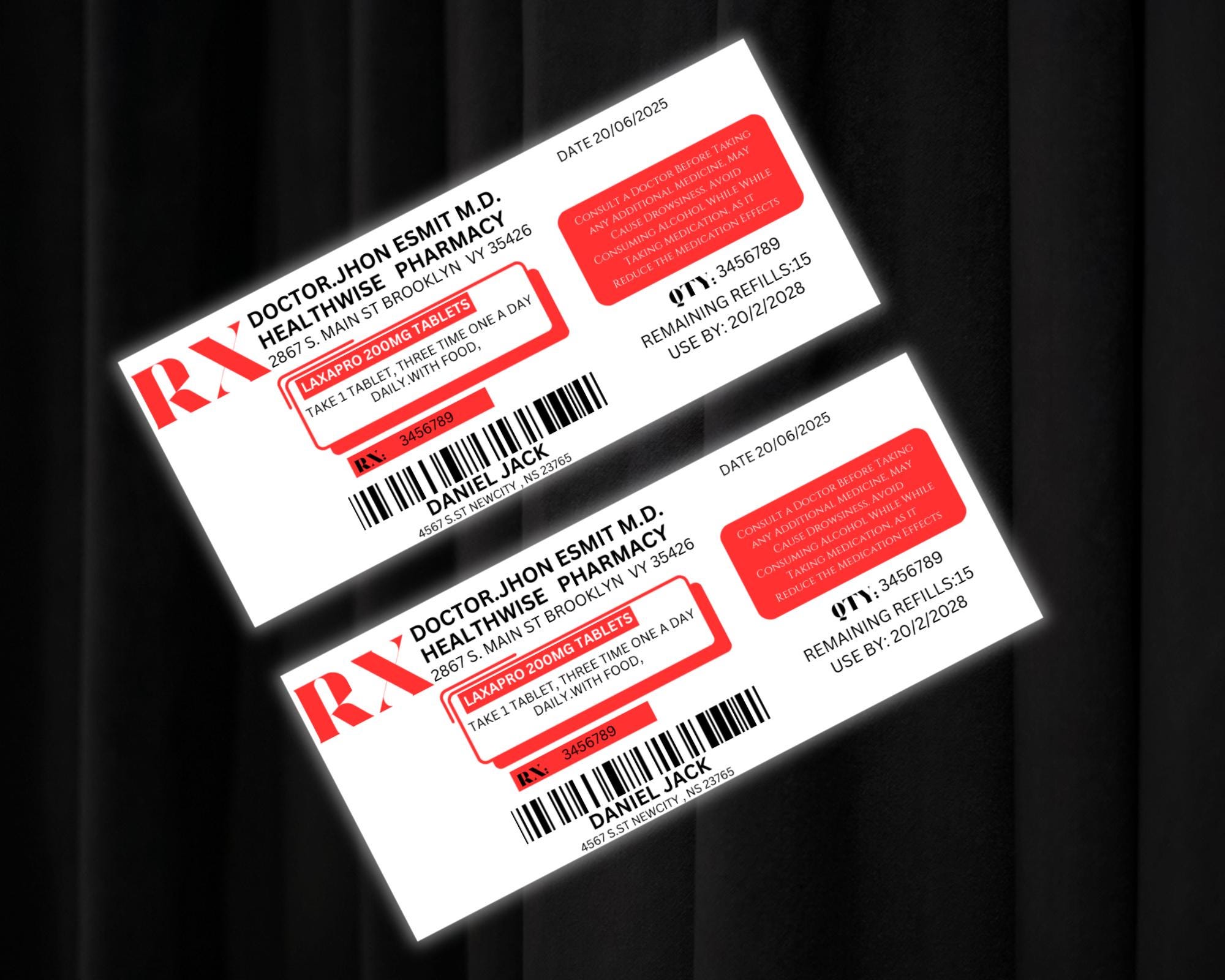 Prescription Label Template | Editable RX Bottle Label Template | Party ...