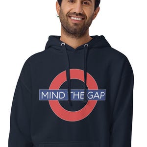 Mind the Gap Hoodie, London Underground Hoodie | Tube Station Hooded Sweatshirt | British Transport Pullover | UK Travel Gift