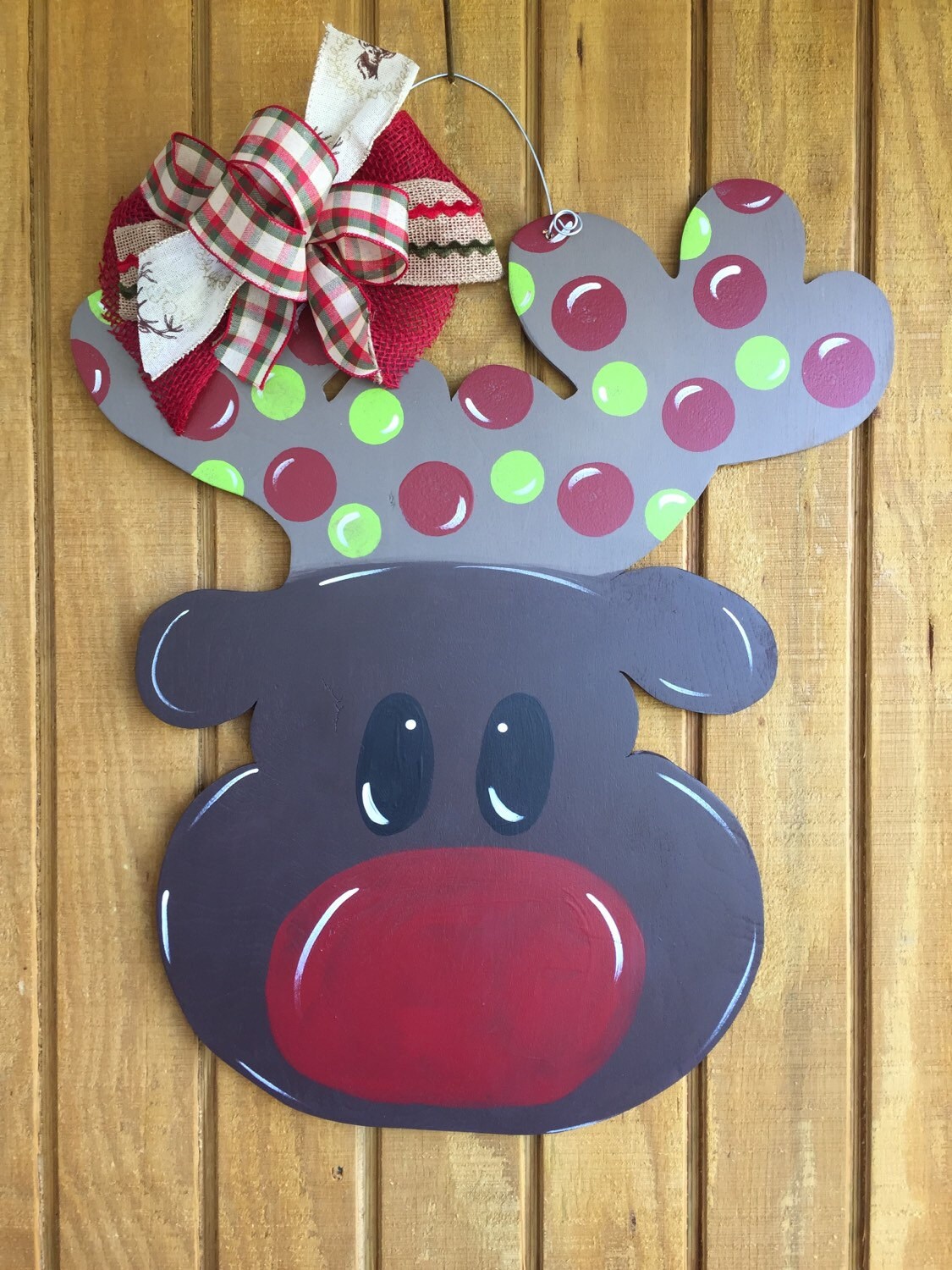 Reindeer Christmas Door Hanger Etsy