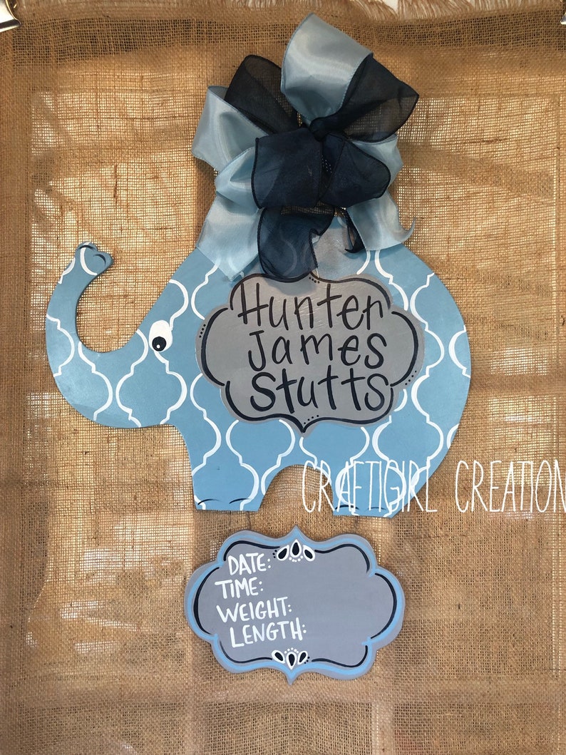 Baby Elephant Nursery/Hospital Door Hanger Etsy
