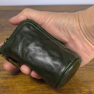 Vintage met olie gewaxt leren sleuteletui – sleutelhouder met ritssluiting voor auto- en huissleutels – compacte koeienhuid sleutelorganizer – handgemaakt cadeau voor hem