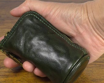 Oil-Waxed Leather Key Case: Personalized Cylinder Key Holder