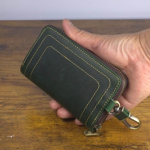 Portachiavi da uomo in pelle Crazy Horse - Portachiavi con cerniera per chiavi di casa e auto - Fondina con clip da cintura, pochette vintage personalizzata, regalo fatto a mano