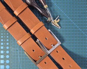 Handmade Full Grain Leather Belt: USA Made Snap Closure