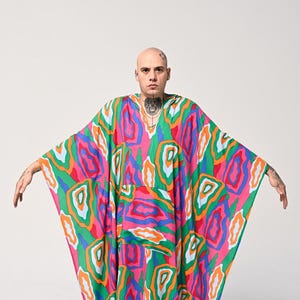 Hooded Caftan – Vibrant Bohemian Print, Handmade Loungewear, Festival Outfit, Comfortable and Stylish Kaftan