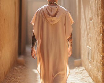 Linen Cotton Caftan: Unisex Festival Robe - Plus Size Available, Boho Kimono