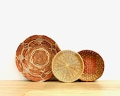 Curated Set of 3 Straw Rattan Baskets Curated Wall Baskets Bohemian Decor