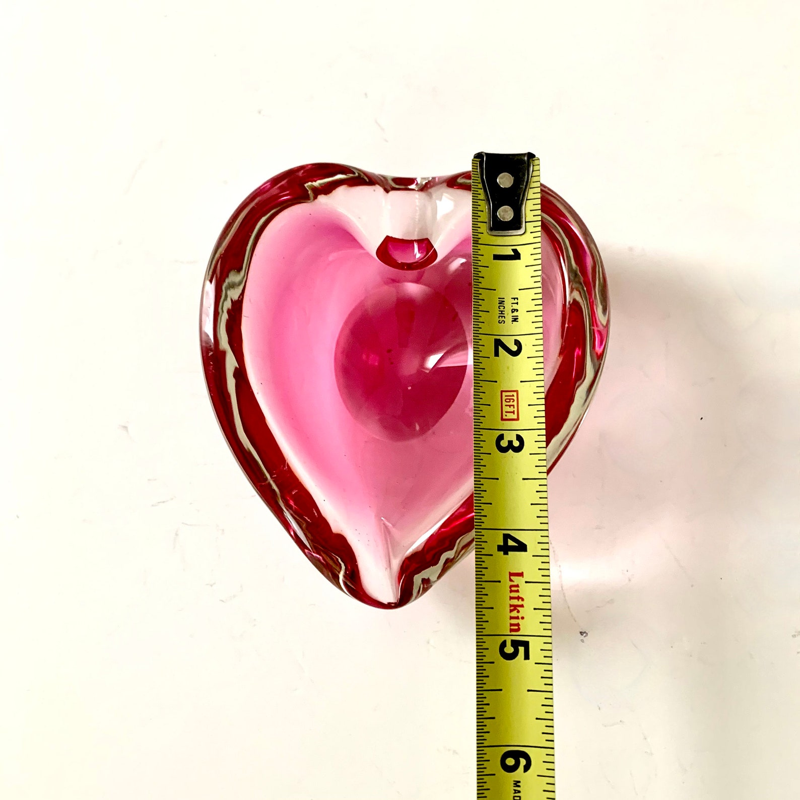 Art Glass Heart Dish Paperweight Etsy