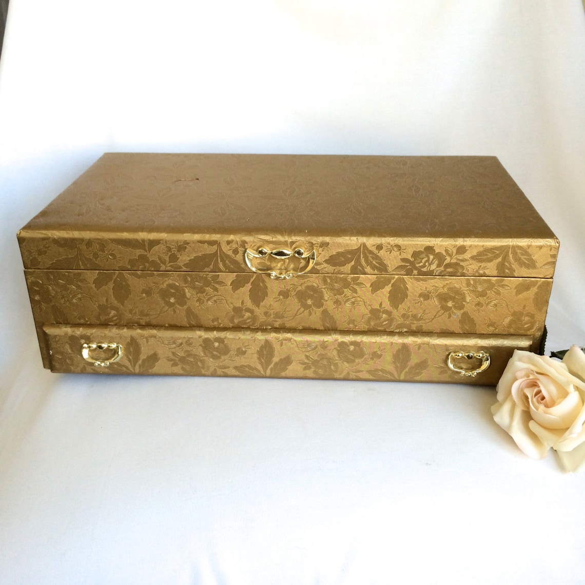 Lady Buxton Vintage Jewelry Box Gold Vinyl exterior moss green Etsy