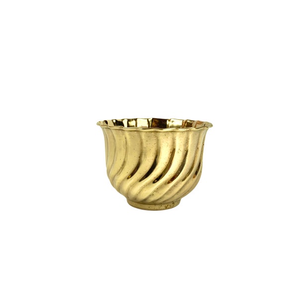 Solid Brass Round Planter /   Brass pot with swirl design