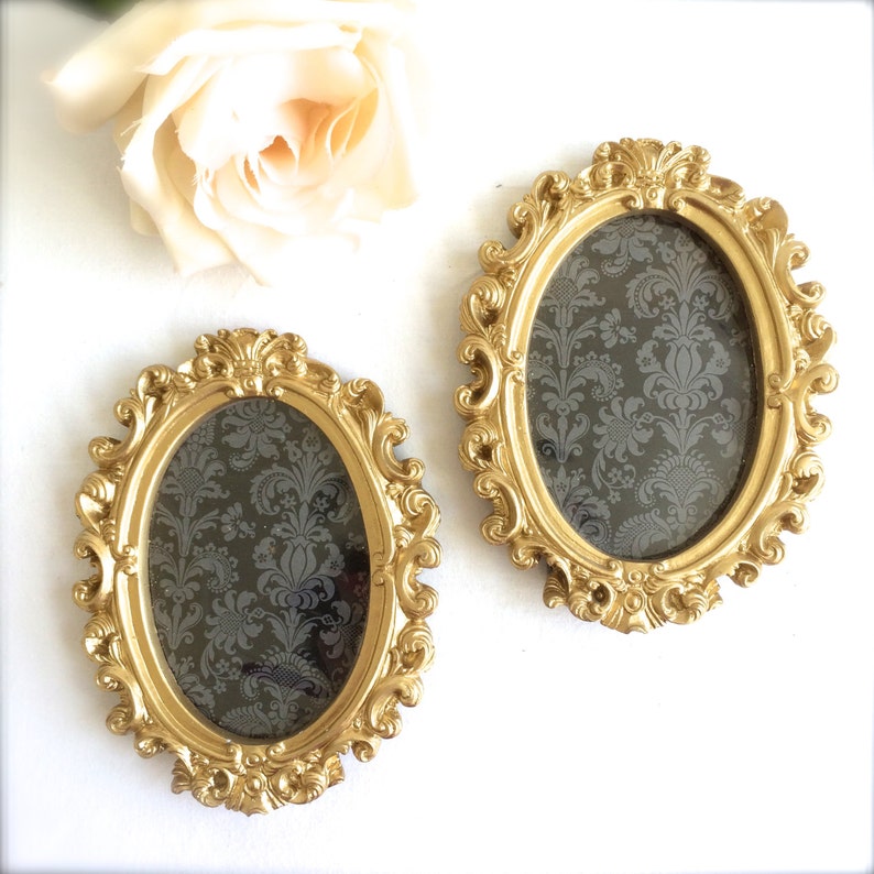 Miniature Gold Oval Picture Frames Ornate Gold Baroque frames Etsy