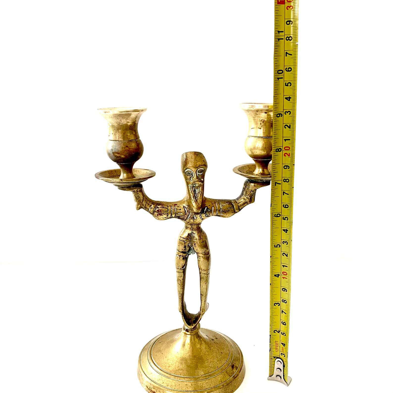 Antique Cast Brass Candlestick / Man With Beard Candelabra Etsy