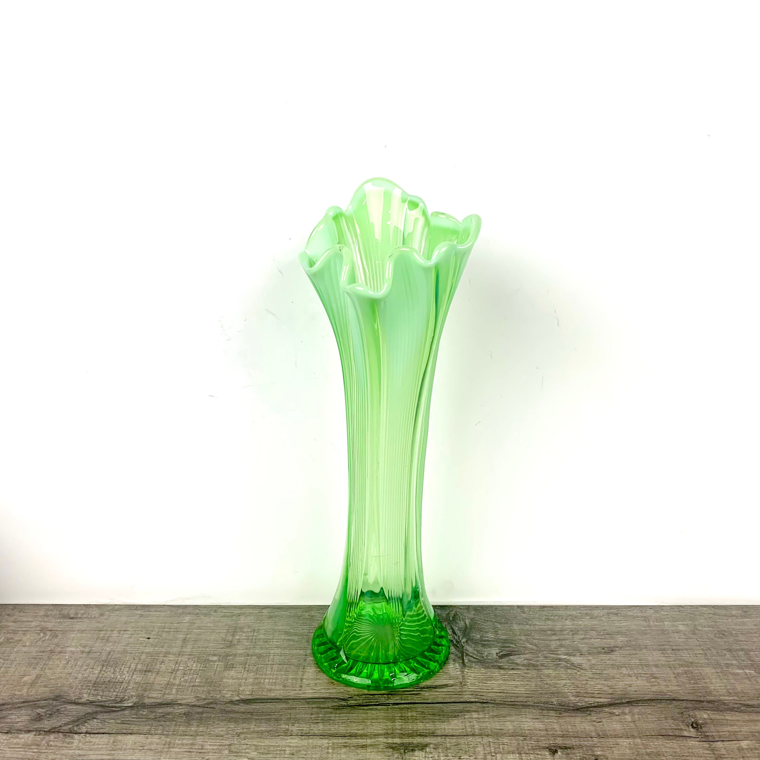 Vintage Green Glass Swung Vase | Etsy Canada