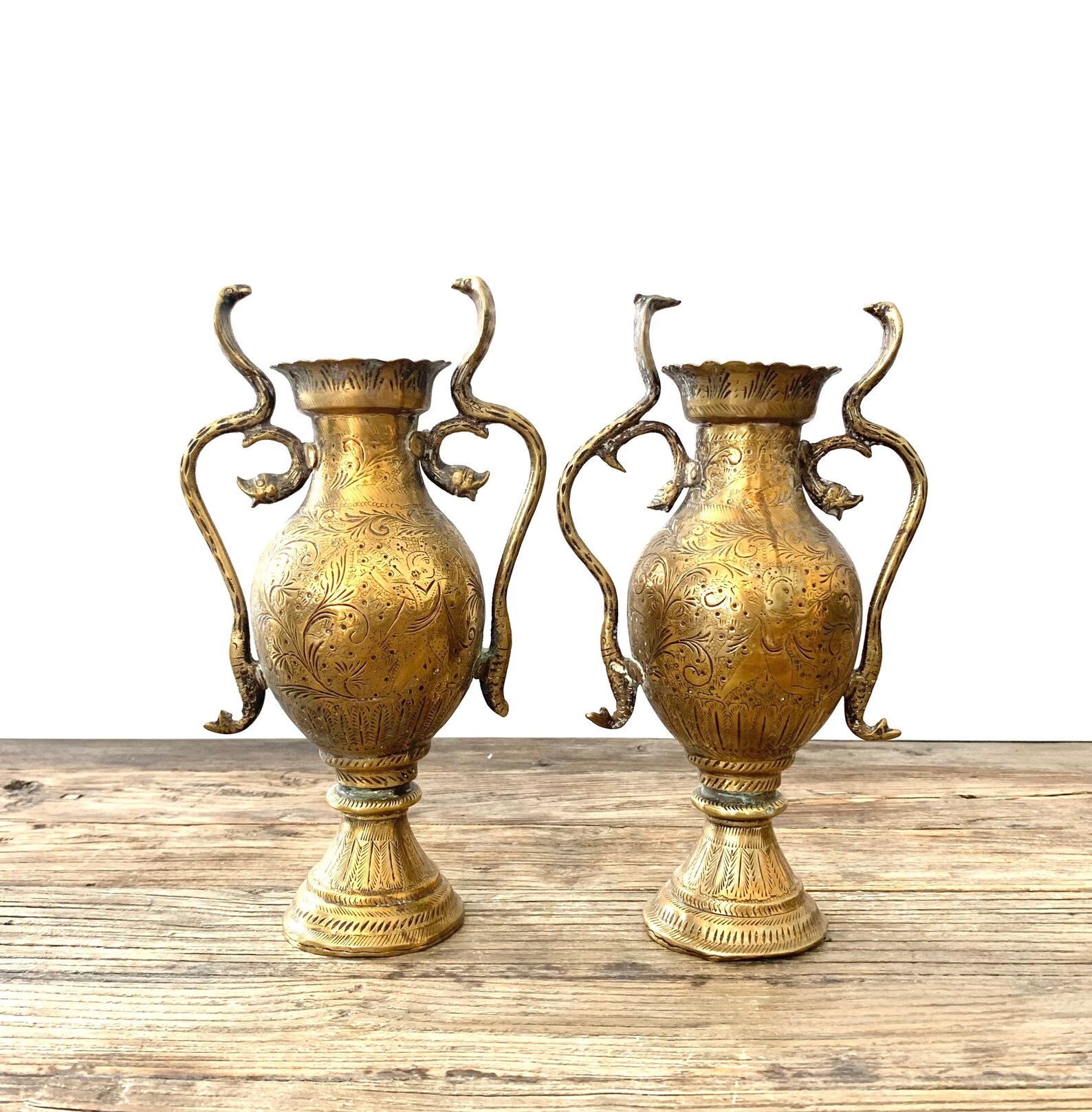 Pair of Solid Brass Vases Etsy