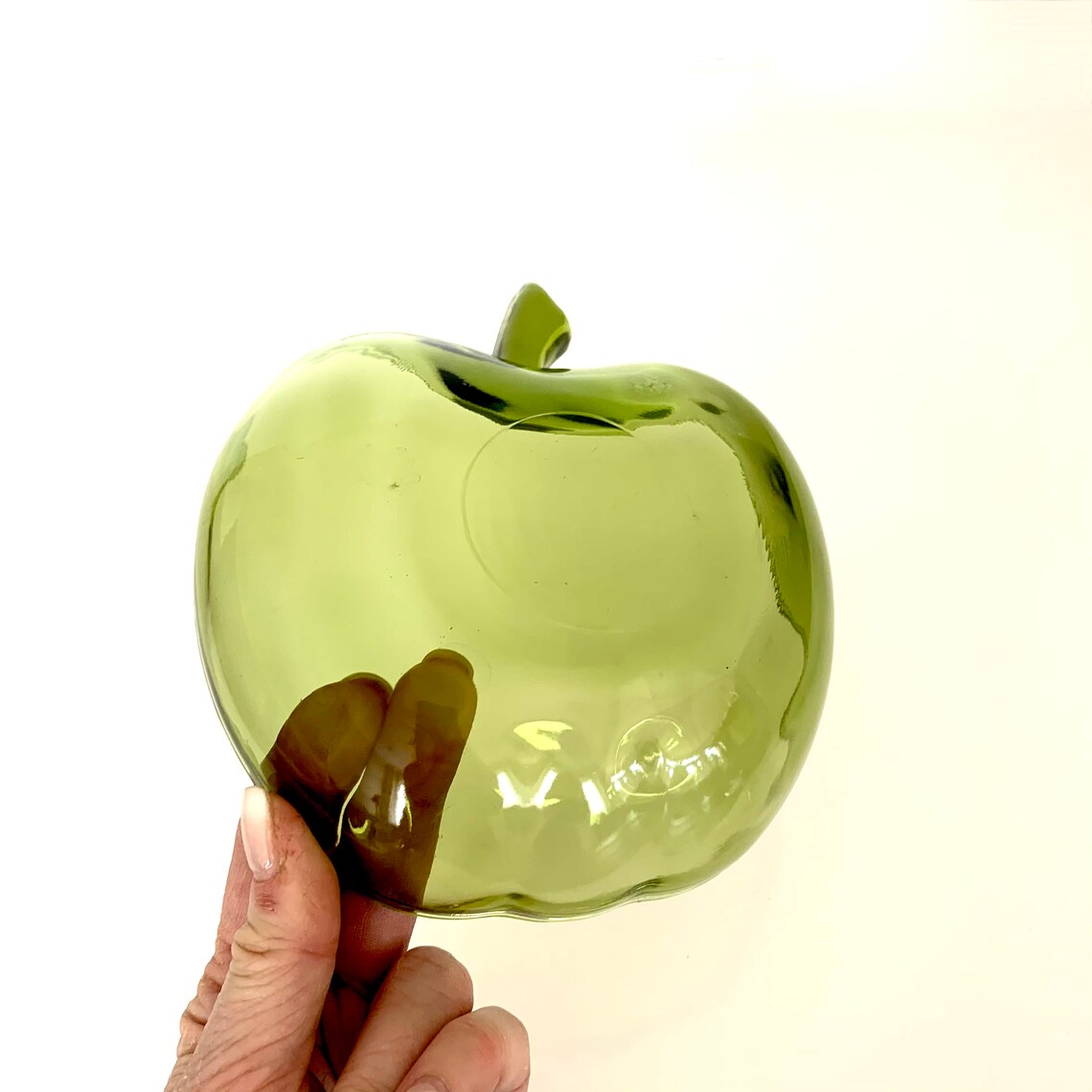Vintage Green Glass Apple bowl dish 6 Etsy