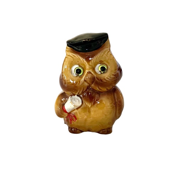 Lefton Owl Bank, College Savings, Cap & Gown Graduate with Diploma, 1960s From Japan