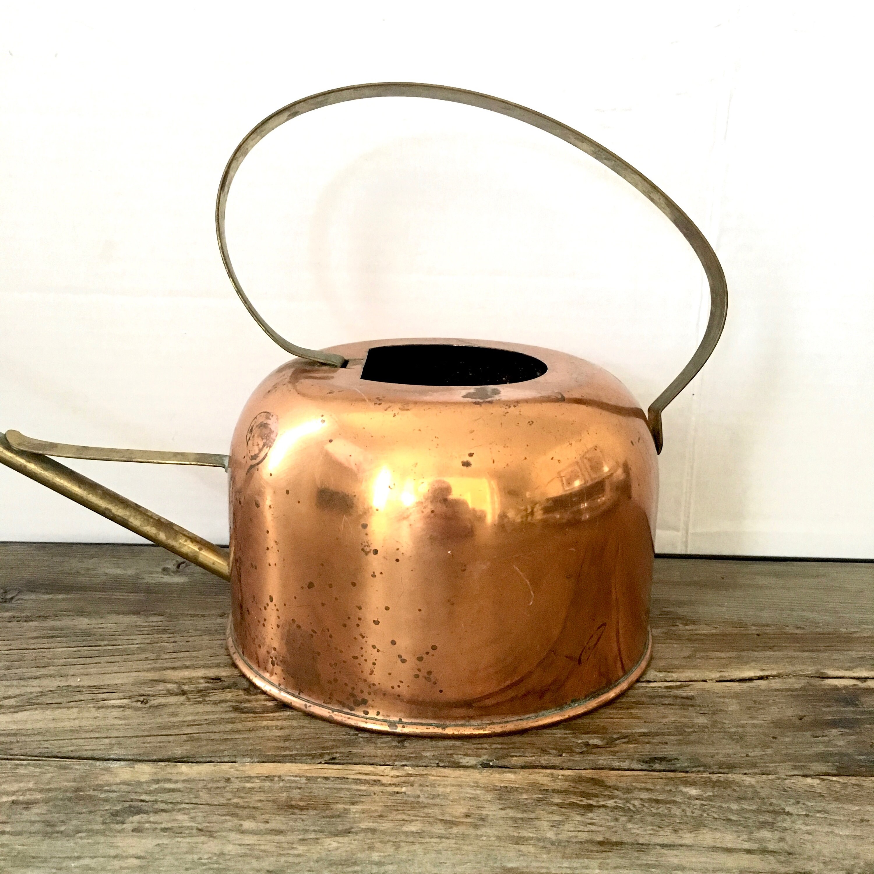 Vintage Copper Watering can with Long brass spout and handle Etsy