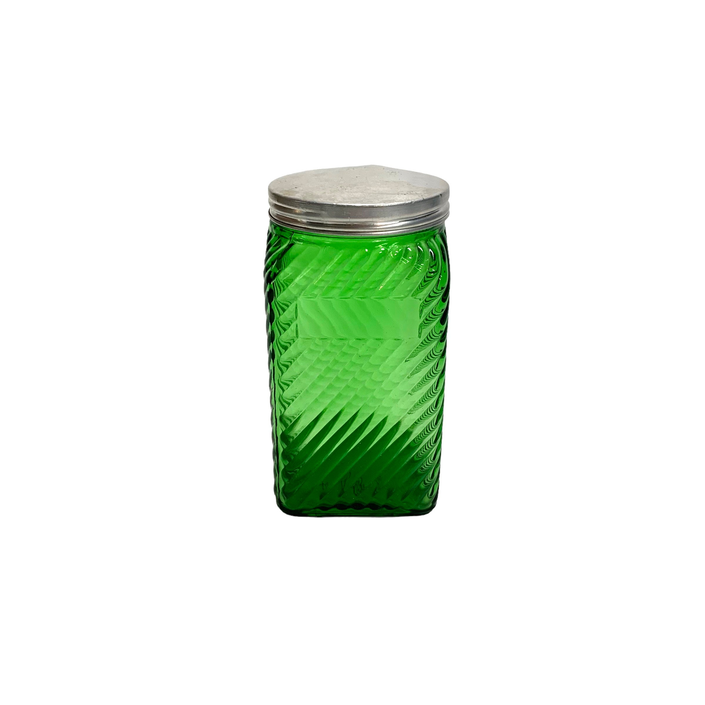 Green Glass Spice Jar, Colored Glass Spice Jar