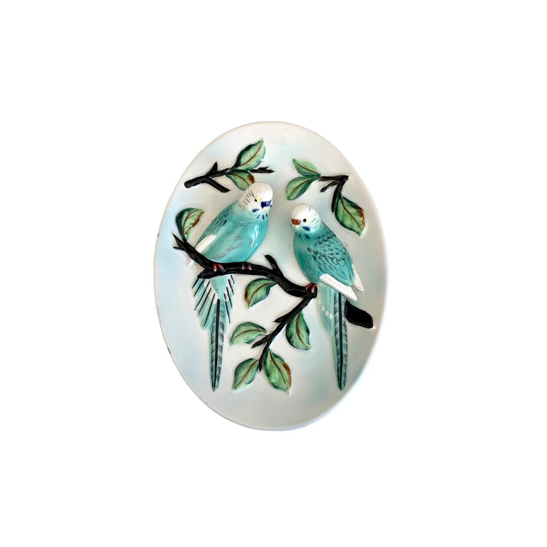 Vintage Ceramic Japan Parakeet Oval Wall Plate Vintage Blue - Etsy