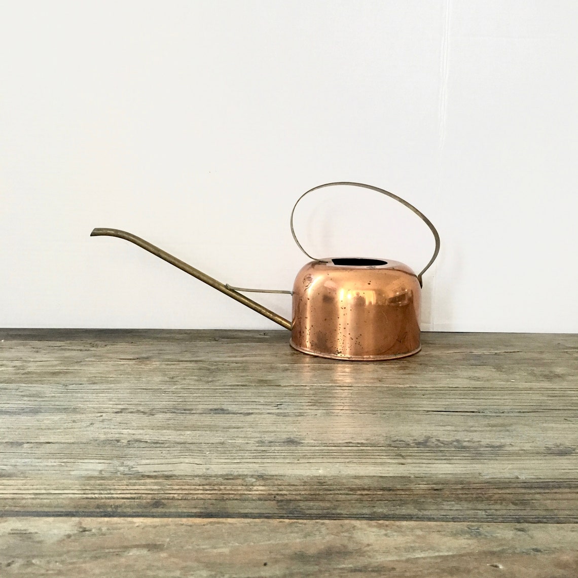 Vintage Copper Watering can with Long brass spout and handle Etsy