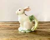 Vintage Bunny Pitcher,  Pizzato Ceramics Handmade in Italy 1990s, Spring / Easter Decor