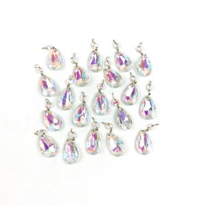 Chandelier crystals AB Aurora Borealis Facetted Crystals / teardrop almond shaped glass