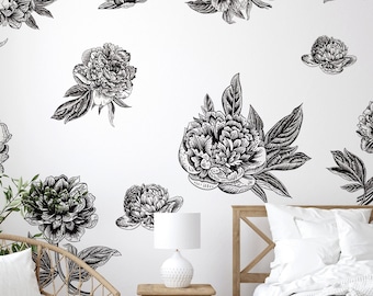 Black & White Flower Wall Decals | Urbanwalls