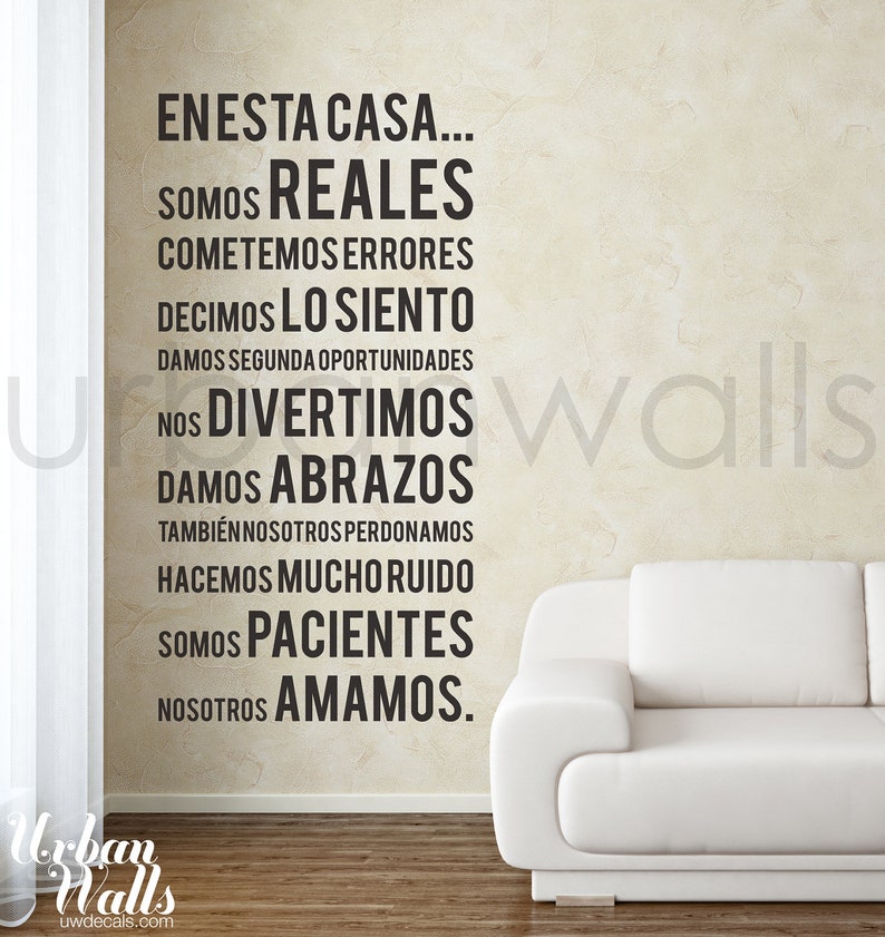 vinyl wall sticker decal spanish in this house we do | etsy