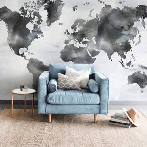 Painted World Map Wall Mural | Urbanwalls