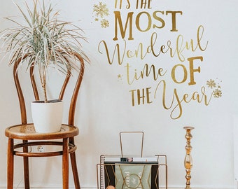 Most Wonderful Time of the Year with Snowflakes Wall Decal | Urbanwalls