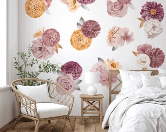 Textured Victoria Floral Cluster Wall Decals | Urbanwalls