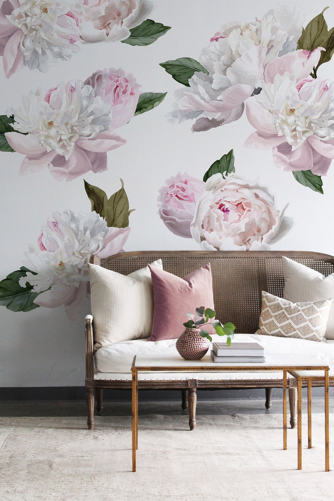 Vinyl Wall Sticker Decals Peonies Etsy