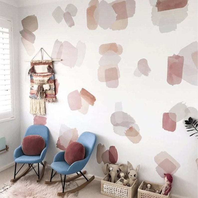 Pink Brush Strokes Wall Decals Urbanwalls Etsy